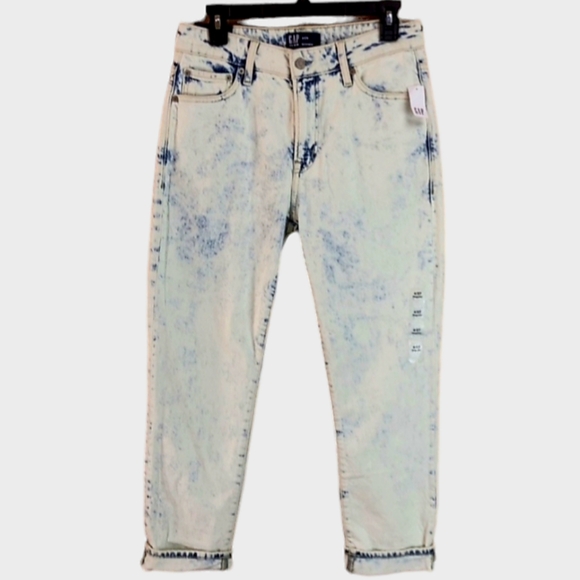 New Gap Universal Slim Boyfriend Stretch Jeans Women's Size 10 /30R Acid Wash - Picture 1 of 7